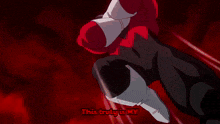 a cartoon character with red eyes and the words " this truly is my "