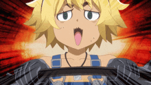 a yellow haired anime character with a surprised look on his face