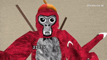 a pixel art of a gorilla with the word sixty on the chest