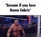 a picture of a man with the words " scream if you love damn fabric "