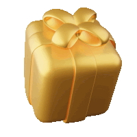 a gold gift box with a gold bow on a white background