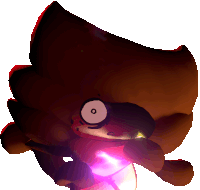 a cartoon character with a big eye and a red light coming out of it