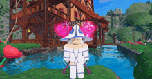 a video game character named lobster is standing in front of a castle