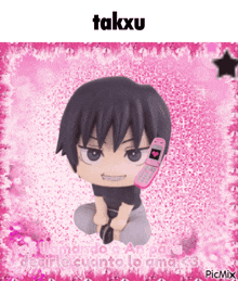 a picture of a person talking on a cell phone with the name takxu on the top
