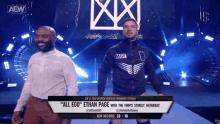 two wrestlers are on a aew show and one has the word page on his jacket