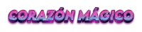 the word corazon magico is written in purple letters