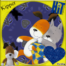 a picture of two stuffed animals with the word kipper at the top