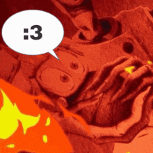 a cartoon character with a speech bubble that says 3