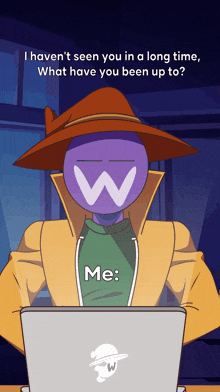 a cartoon of a man with a w on his face
