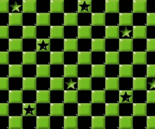 a black and green checkered background with green stars on it