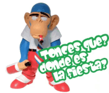 a cartoon character holding a sign that says " tonces que "