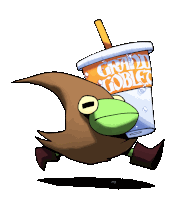 a cartoon character is carrying a cup that says grand coblet