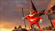 a cartoon character with the words sen bir picsin on the top