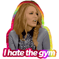 a sticker of a woman with the words i hate the gym on it