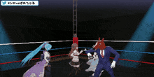 a pixel art drawing of a wrestling ring with a twitter logo in the corner