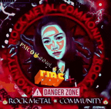 a picture of a woman with a face painted in a danger zone sign