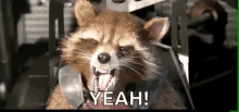 rocket raccoon yeah guardians of the galaxy screaming scared