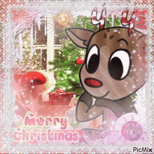 a picture of a reindeer with the words merry christmas on the bottom