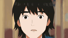 a close up of a cartoon character 's face with a surprised expression