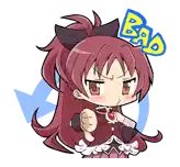 a cartoon girl with red hair and a bow on her head is holding a lollipop .