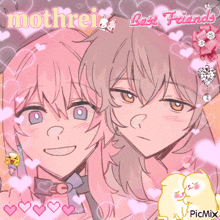 a picture of two anime characters with the words mothrei best friends written on the bottom