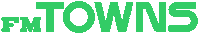a logo for fm towns in green letters on a white background