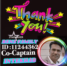 a poster that says thank you benz family co-captain interhab