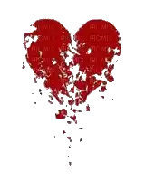a broken heart with a lot of pieces coming out of it on a white background .