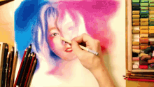 a person is drawing a picture of a girl with a pencil