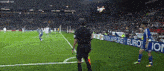a soccer field with a sign that says euro