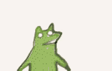 a pixel art drawing of a green frog with a red heart on its head .