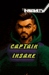 a man with a beard wearing a green hoodie that says insane