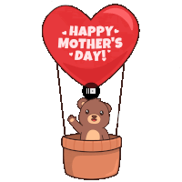 a teddy bear is flying in a hot air balloon with the words happy mother 's day on it