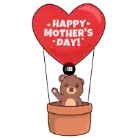 a teddy bear is flying in a hot air balloon with the words happy mother 's day on it