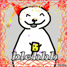 a drawing of a snowman with the words blehhhh written below it