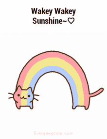 wakey wakey rainbow cat good morning sunshine