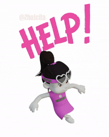 a cartoon girl with sunglasses and a headband that says ' monster ' on it