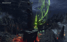 a video game called illusive soul is being played in a dark cave