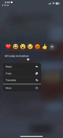 a screenshot of a text message on a phone that says let 's play na love love