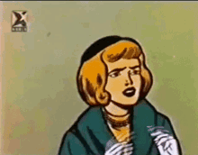 a cartoon woman is covering her face with her hands