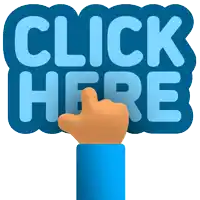 a blue sign that says click here with a hand pointing at it
