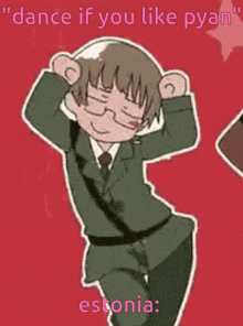 a cartoon of a man in a suit and tie dancing with a caption that says " dance if you like pyar " .