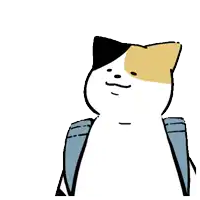 a cartoon drawing of a cat with a backpack and korean writing on it .