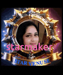 a picture of a woman in a star maker star venus emblem