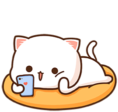 Mochi Mochi Peach Cat with Phone Sticker - Sticker Mania