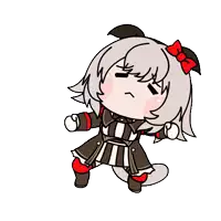a cartoon of a girl with a red bow on her head