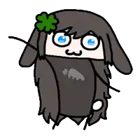 a cartoon drawing of a girl with bunny ears and a clover on her head