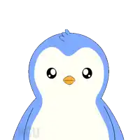 a blue and white penguin with the words i love you written above it