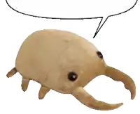 a stuffed animal with a speech bubble coming out of it