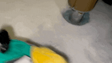 a close up of a person 's feet in a bathroom